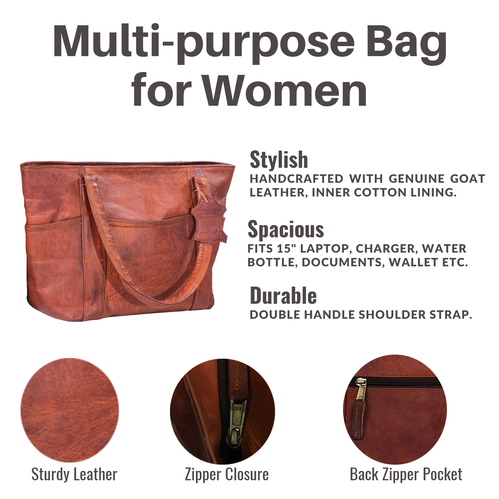 Women's Shoulder Tote Handbag With Wallet Brown Shoulder Office Handmade Bag